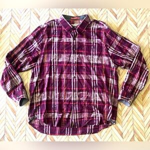 Tommy Bahama Men’s Long Sleeve Multi Color Plaid Palm Design Size XL